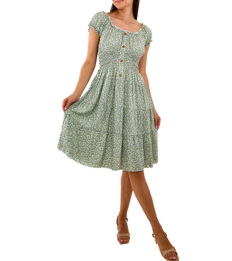 Rochie midi verde cu flori de Sauro
