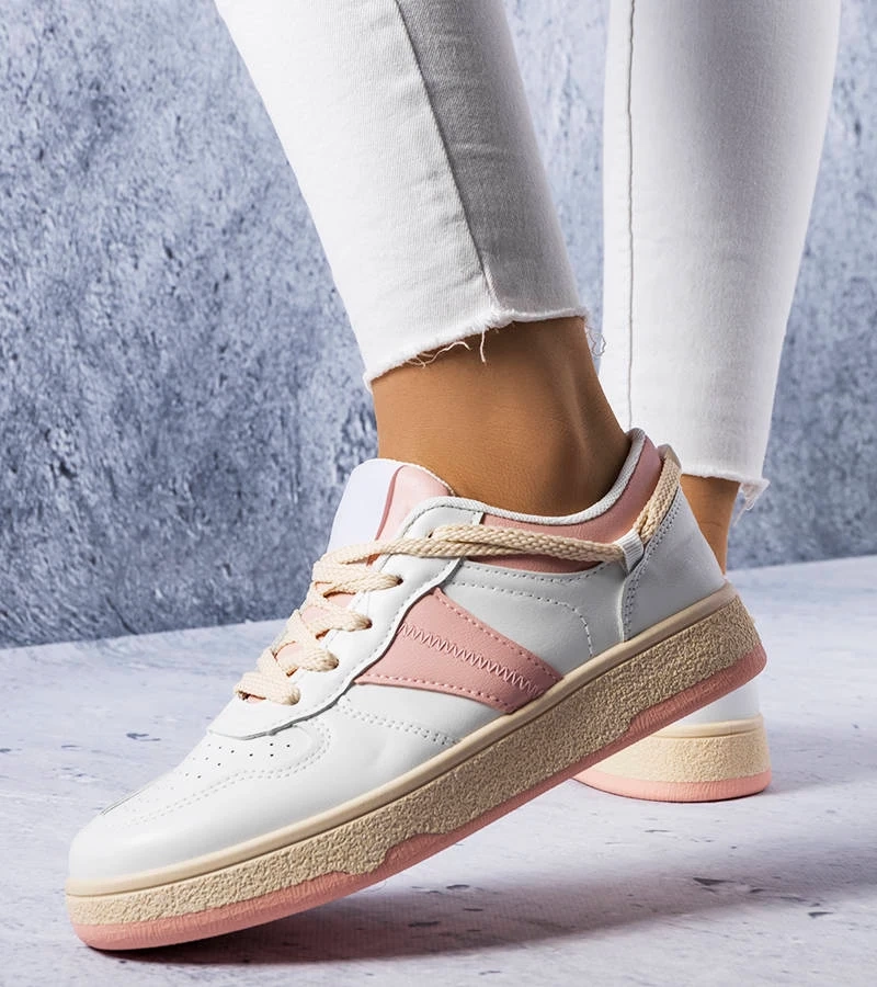 Adidași Marcella de culoare albă și roz pentru femei