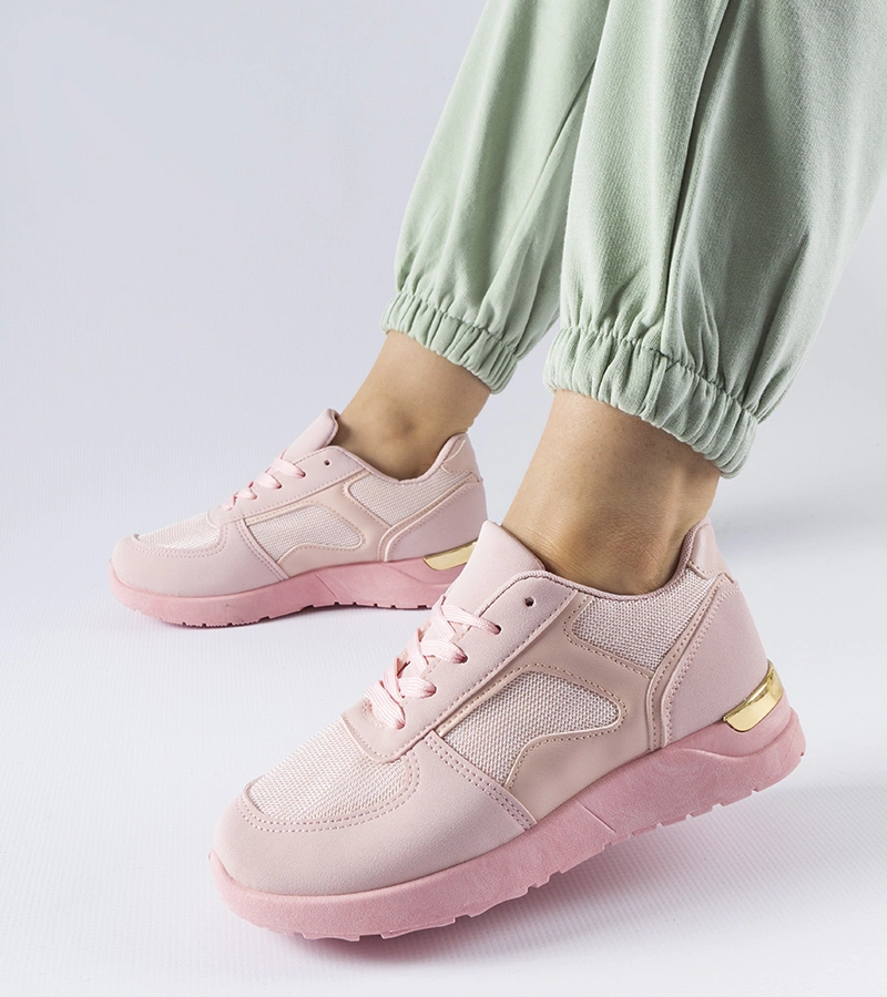 Sneakers roz din materiale combinate Gallo