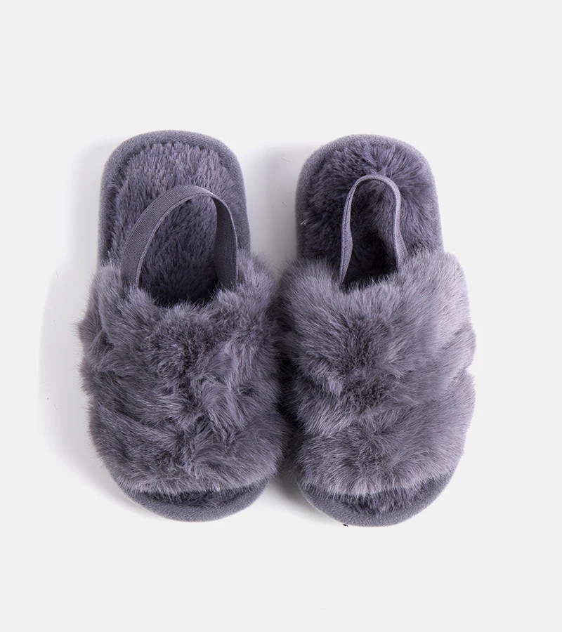 Papuci gri Leilany cu talpă de cauciuc