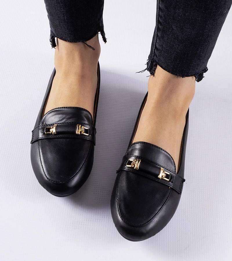 Mocasini negri cu cataramă Velino