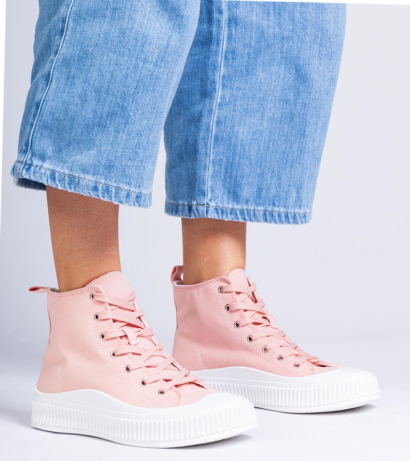 Tenisii înalte roz pe platformă Guerrino