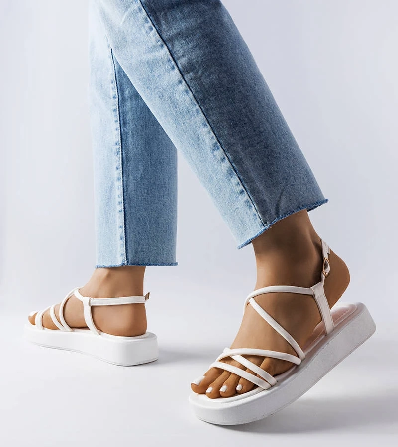 Sandale albe cu platformă Brunelle