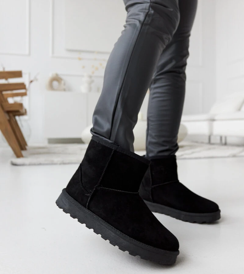 Bocanci scurți căptușiți cu blană Menaggio negri