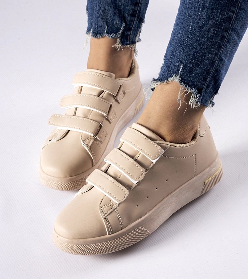 Sneakers bej cu închidere velcro Paré