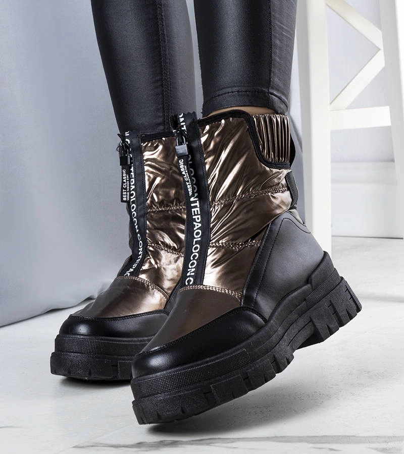 Giovanni cizme de zăpadă matlasate aurii