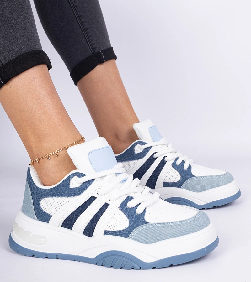 Sneakers pentru femei albastre cu șireturi masive Bartella