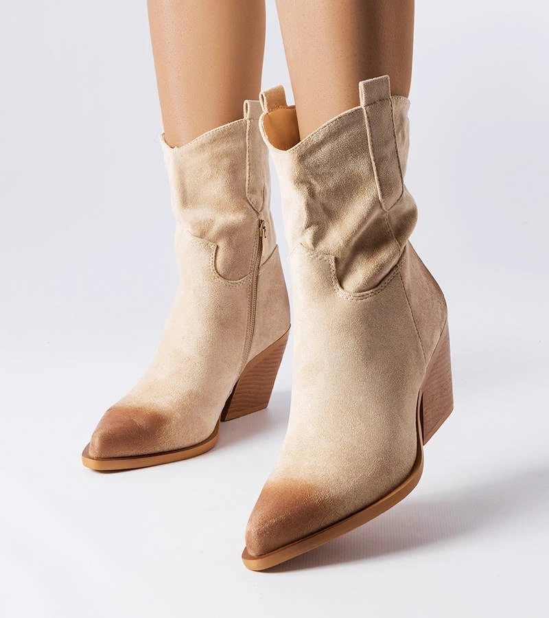 Cizme de cowboy clasice bej Marcheterre