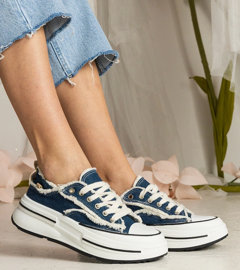 Adidași de damă albaștri cu talpă înaltă Kallara