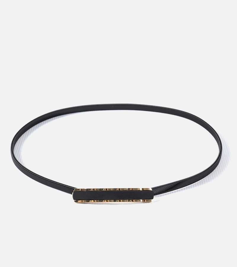 Curea elastică neagră cu auriu și cataramă Morig