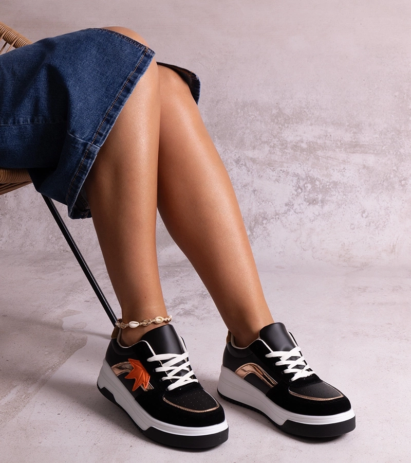 Adidași negri din piele ecologică de Kollins