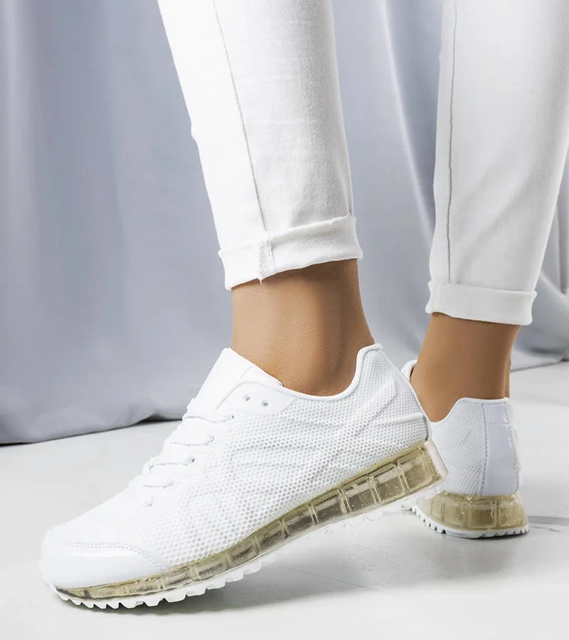 Adidași albi cu talpă Durandan la modă