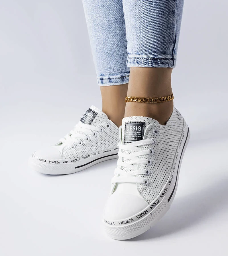 Pantofi de sport albi traforați de Vinceza