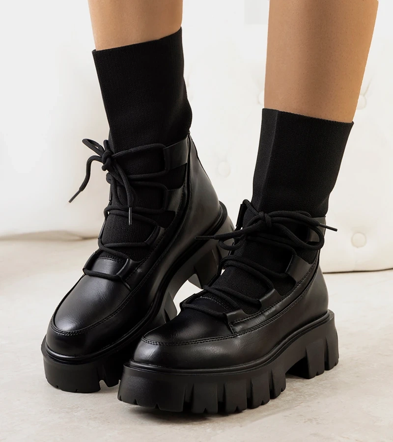 Cizme negre cu partea superioară din material textil Ligure