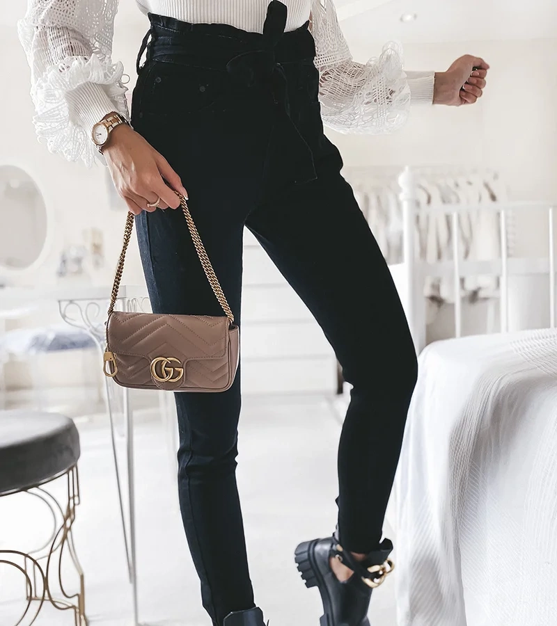 Blugi negri cu talie înaltă Carolen