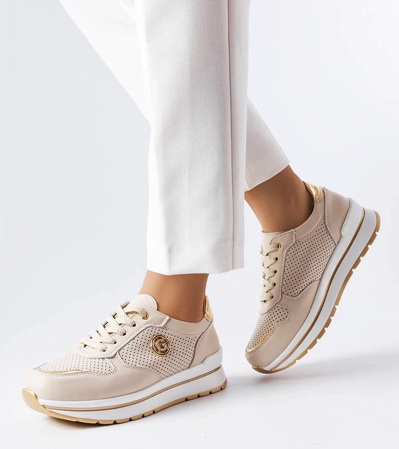 Talbot pantofi de piele bej, cu barete, cu barete