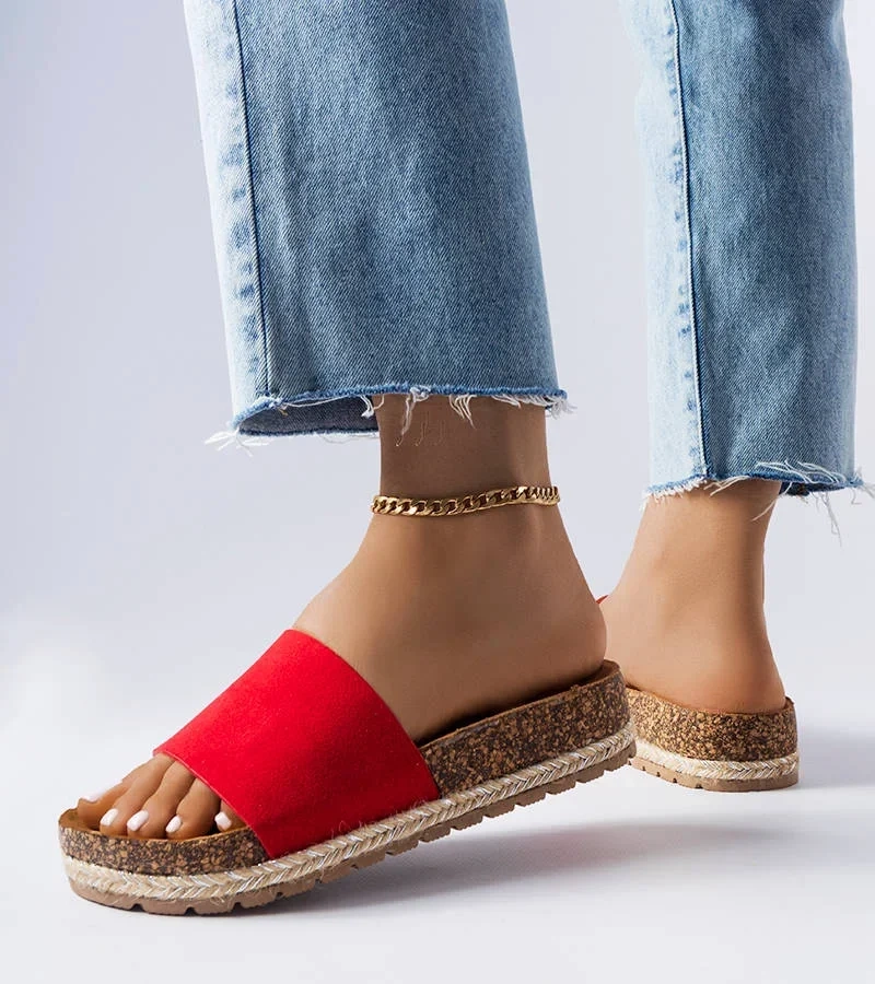 Șlapi roșii cu talpă de plută de Clovis