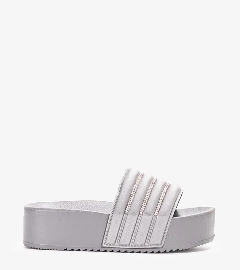 Flip-flops gri cu talpă înaltă Corette