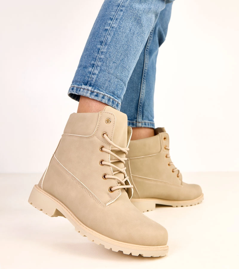 Cizme bej cu finisaj mat Alicia