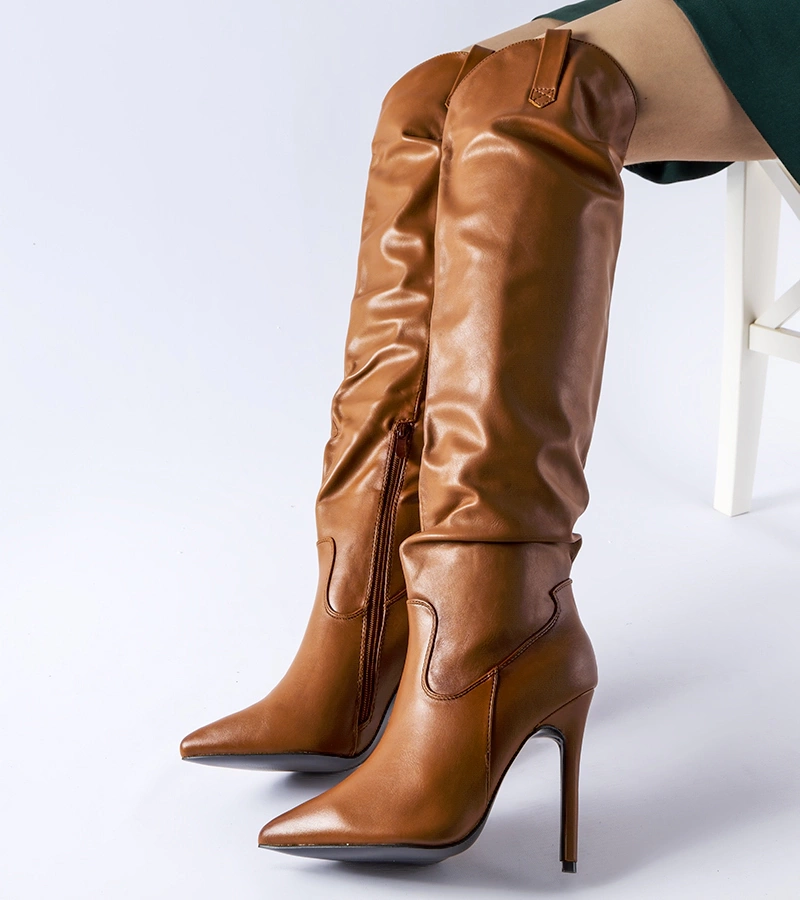 Cizme maro cu toc înalt Cerati