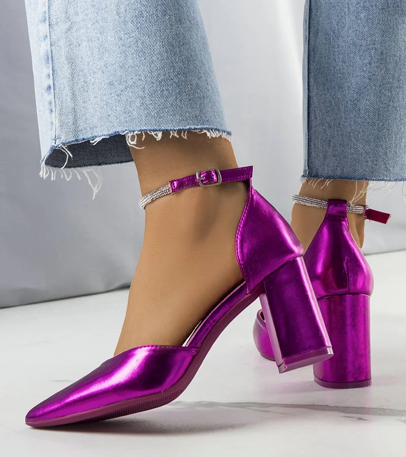 Pantofi cu zirconiu Leighton roz