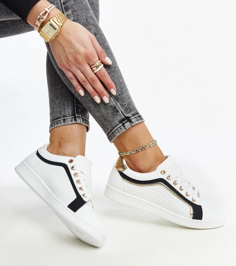 Sneakers alb-negru pe platforma Amala