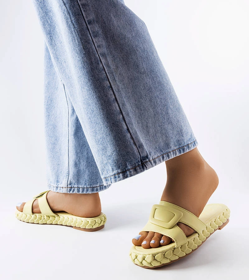 Șlapi cu platformă Francesco verzi