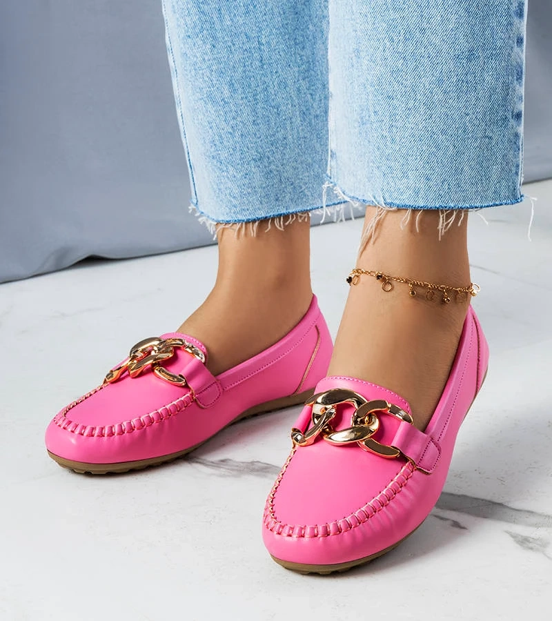 Mocasini roz cu lanț Norma