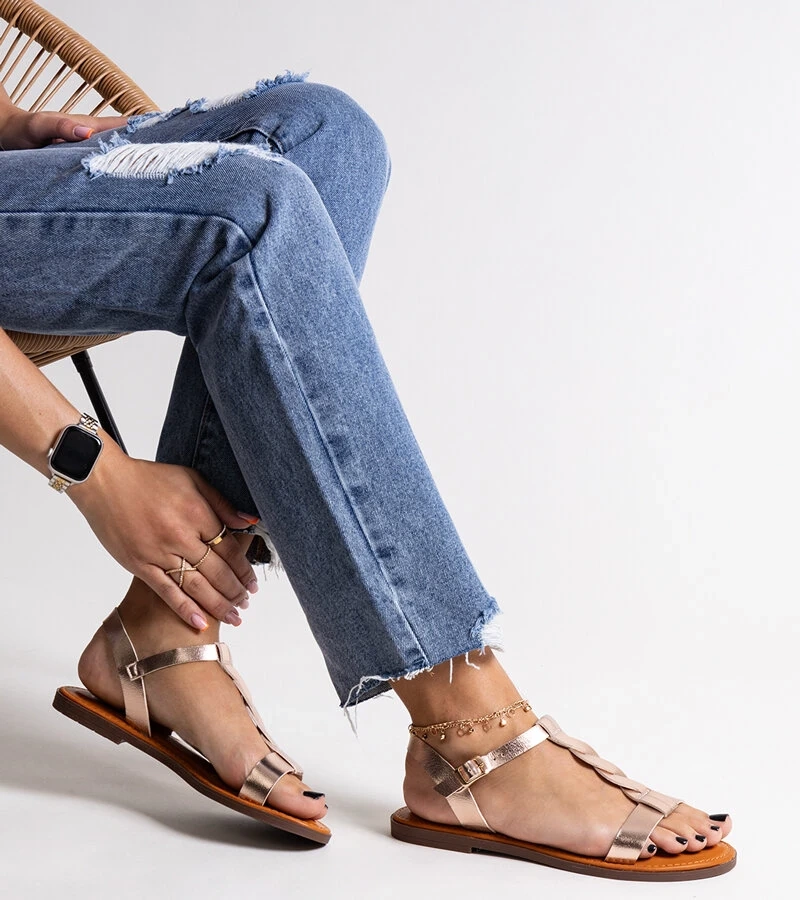 Sandale plate de șampanie Amaranth