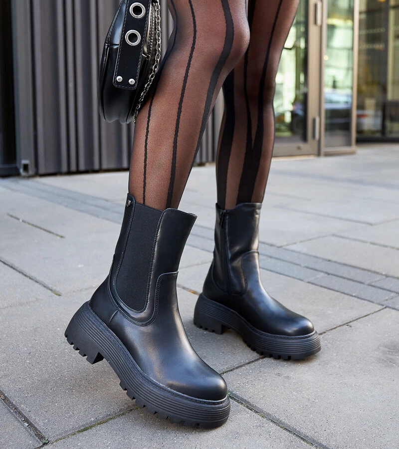 Botine negre căptușite cu platformă Rinaldo