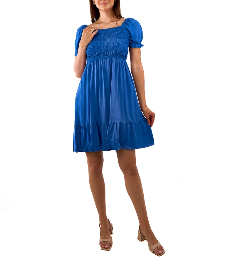 Rochie mini albastră cu pliuri Lorinka