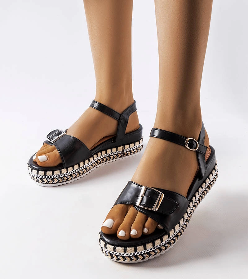 Sandale negre cu platformă Manuela