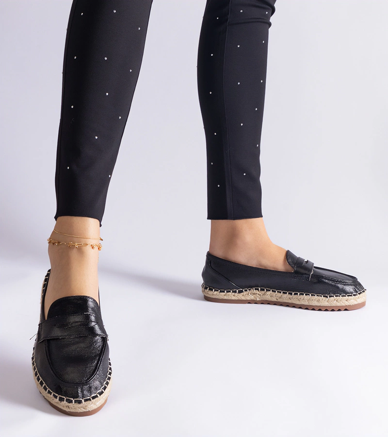Espadrile negre fără șiret pe platformă Venera