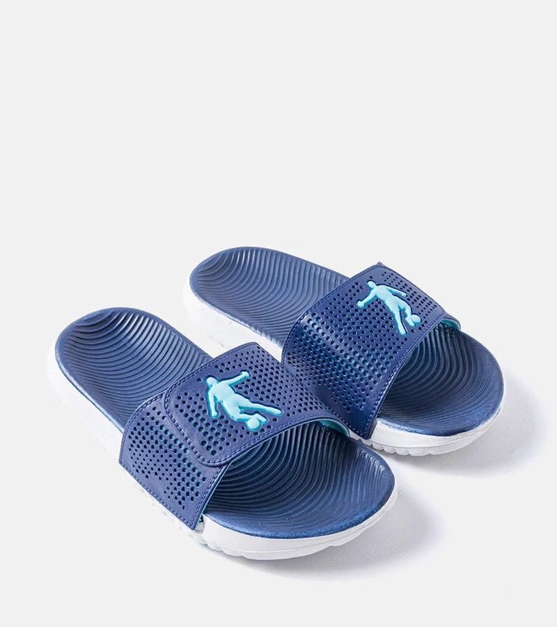 Flip-flops Athens din cauciuc alb și albastru marin