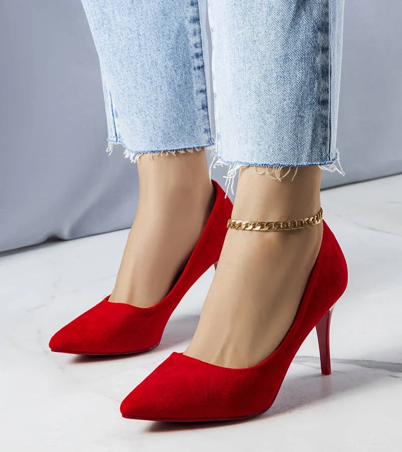 Pantofi stiletto roșii din piele ecologică de la Alayah