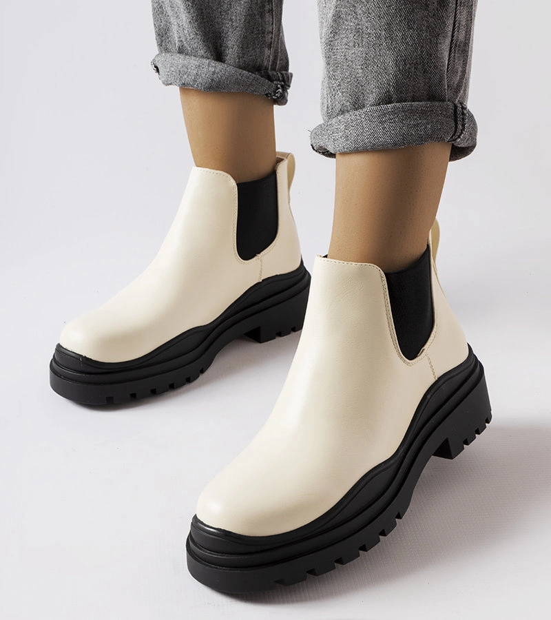 Cizme bej cu platformă neagră Marinone