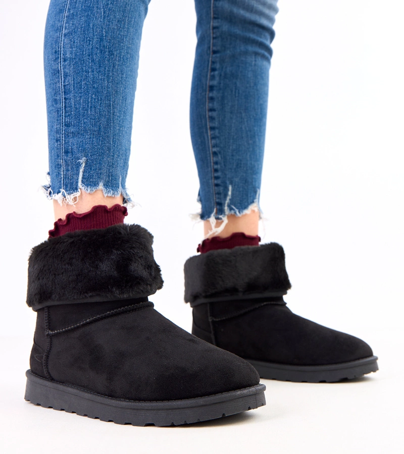 Cizme de zăpadă negre cu blană pe platformă Meggi