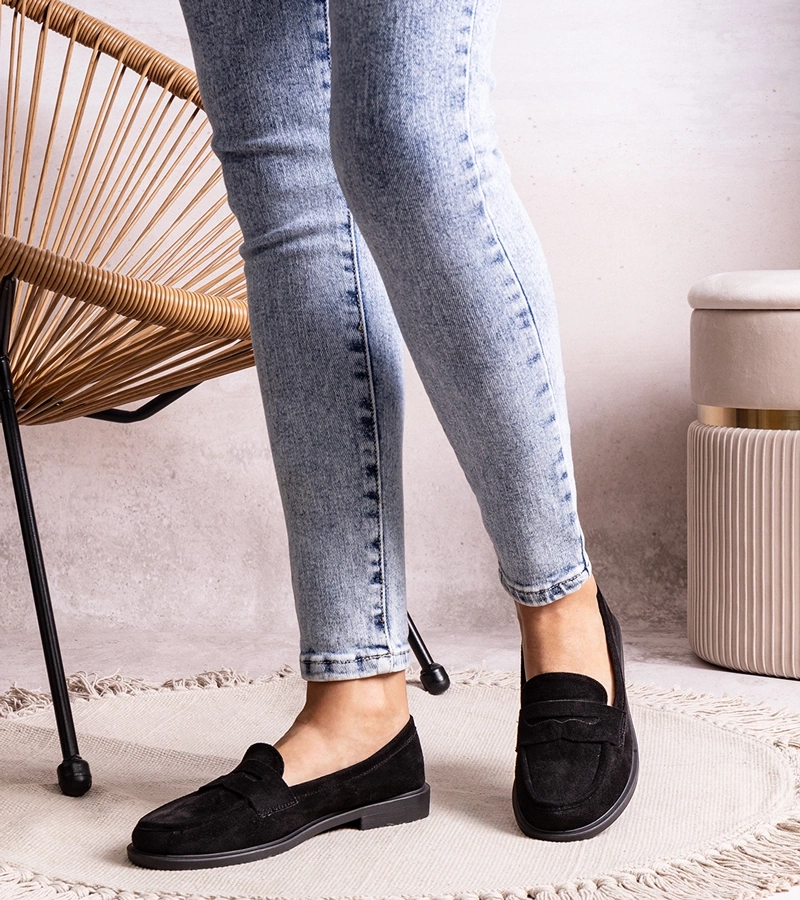 Mocasini negri din velur Miralona