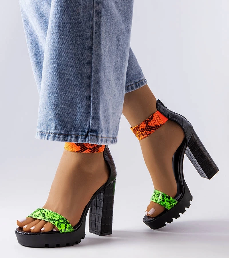 Sandale Knoxville cu imprimeu din piele de șarpe verde
