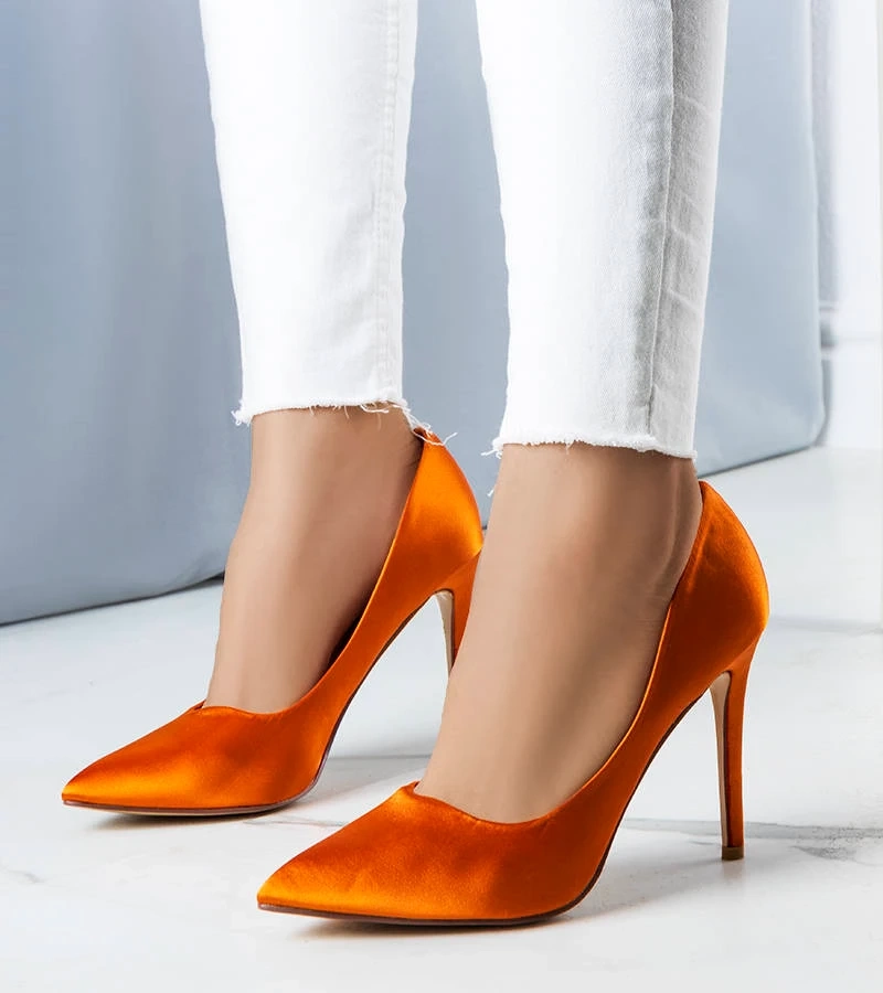 Pantofi stiletto din satin portocaliu Lochlan