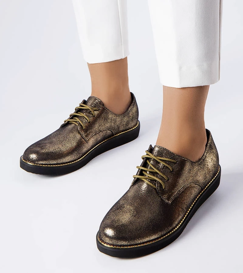 Pantofi Cemetery cu sclipici auriu