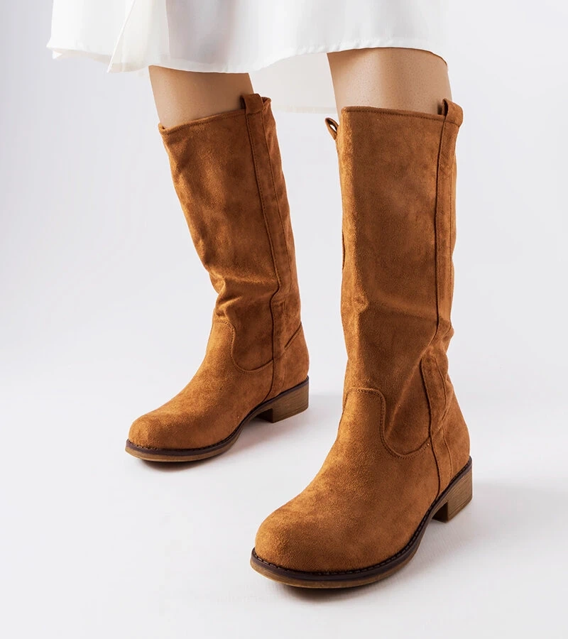 Cizme maro cu toc plat Aosta