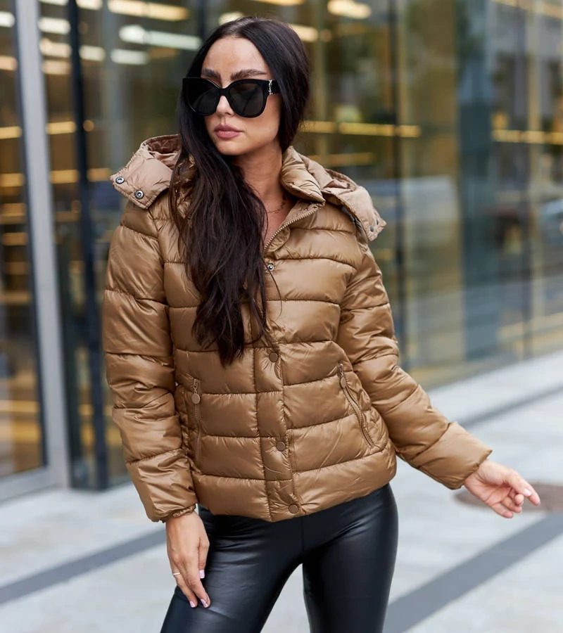 Jachetă maro lucioasă Berta