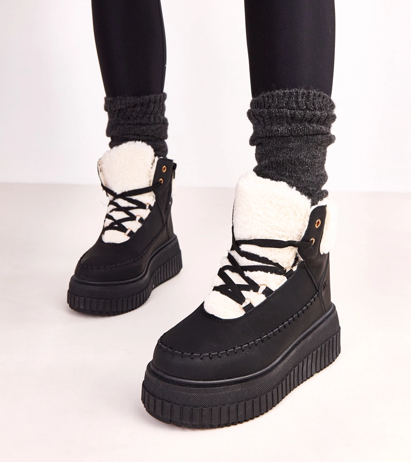 Ghete sport negre îmblănite pe platformă Lorraine