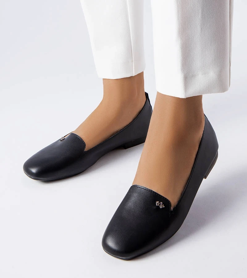 Noël - balerini negri cu vârf pătrat