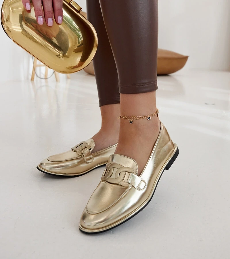 Mocasini clasici de aur Zana