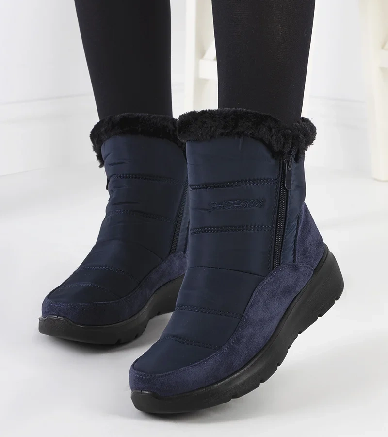 Azmarin cizme de zăpadă matlasate albastru marin