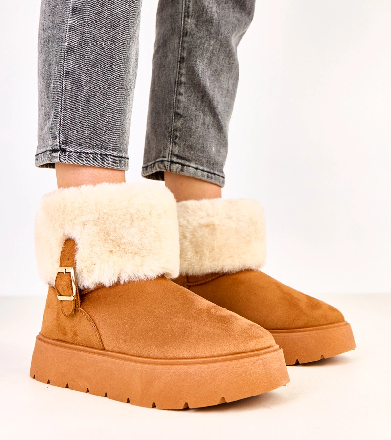 Cizme de zăpadă maro pe platformă decorate cu cataramă Salini