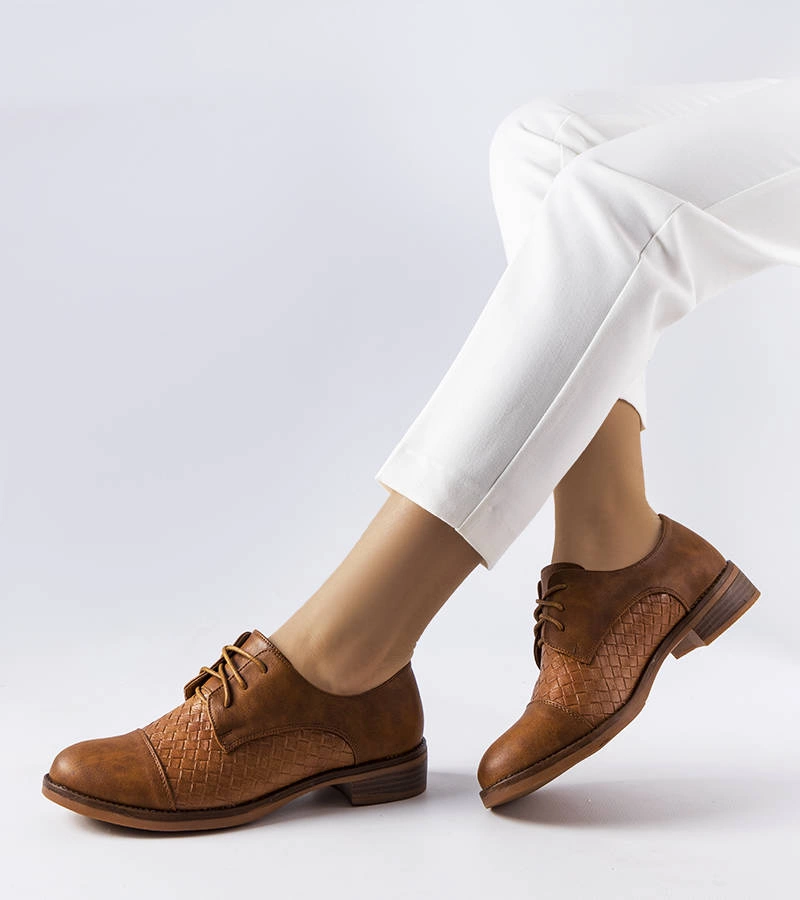 Pantofi maro cu șiret în relief Gagné