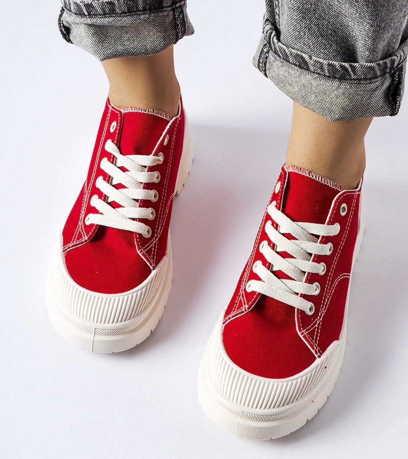 Pantofi de sport din material textil Nassar de culoare roșie